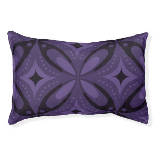 Dark Purple Colored Retro Pattern Pet Bed