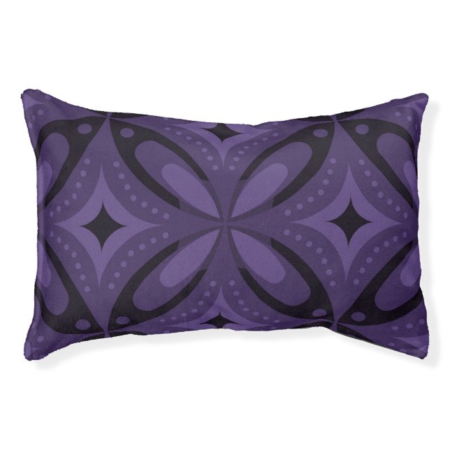 Dark Purple Colored Retro Pattern Pet Bed (Front)