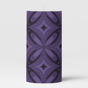 Dark Purple Colored Retro Pattern Pillar Candle