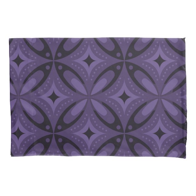 Dark Purple Colored Retro Pattern Pillow Case (Front)