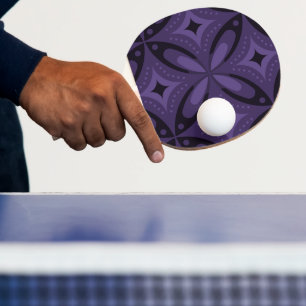 Dark Purple Colored Retro Pattern Ping Pong Paddle