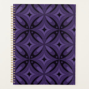 Dark Purple Colored Retro Pattern Planner
