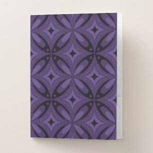 Dark Purple Colored Retro Pattern Pocket Folder
