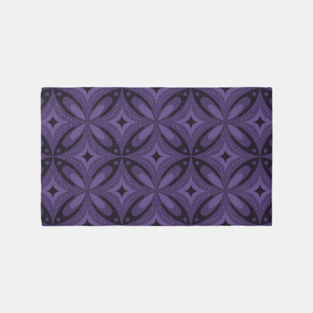 Dark Purple Colored Retro Pattern Rug (Front)