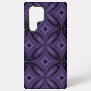 Dark Purple Colored Retro Pattern Samsung Galaxy S22 Ultra Case