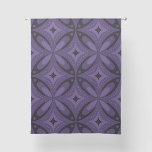 Dark Purple Colored Retro Pattern Sheer Curtains