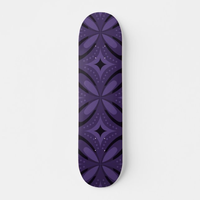 Dark Purple Colored Retro Pattern Skateboard (Front)