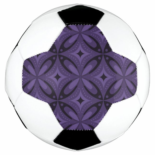 Dark Purple Colored Retro Pattern Soccer Ball (Front)