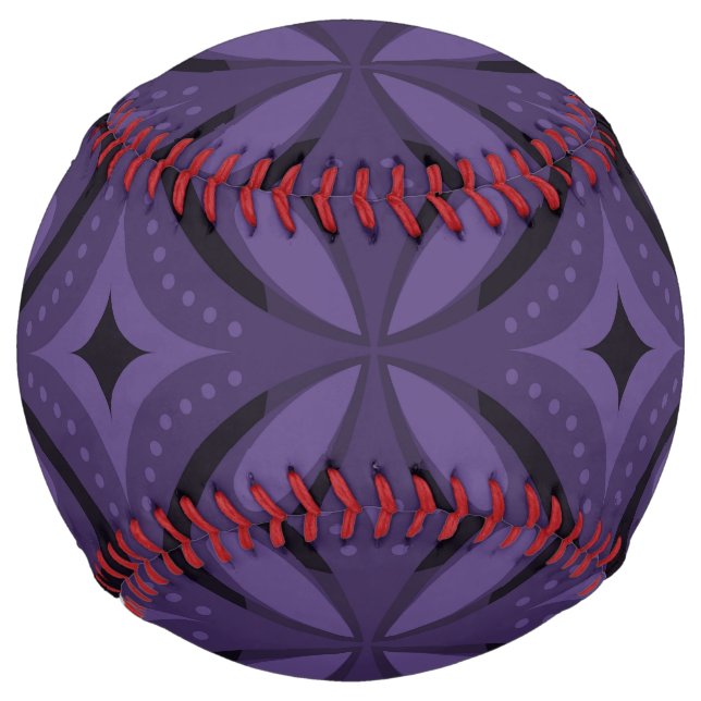 Dark Purple Colored Retro Pattern Softball (Front)