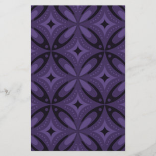 Dark Purple Colored Retro Pattern Stationery