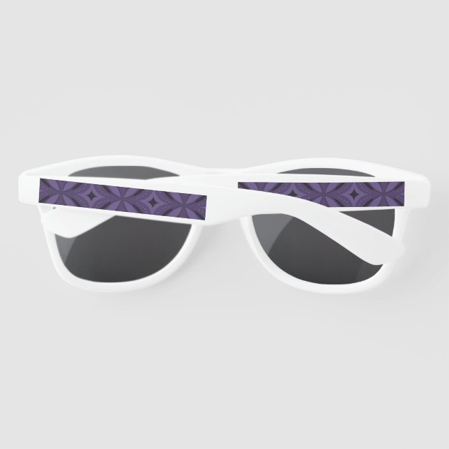 Dark Purple Colored Retro Pattern Sunglasses (Back)