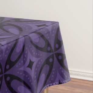 Dark Purple Colored Retro Pattern Tablecloth
