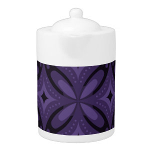 Dark Purple Colored Retro Pattern Teapot