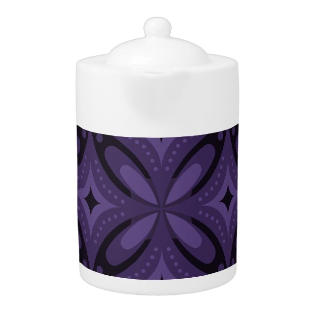 Dark Purple Colored Retro Pattern Teapot (Front)