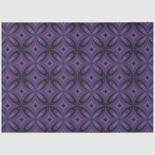 Dark Purple Colored Retro Pattern Tissue Paper (Front)