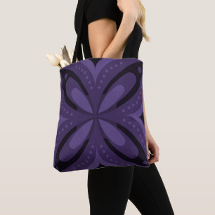 Dark Purple Colored Retro Pattern Tote Bag