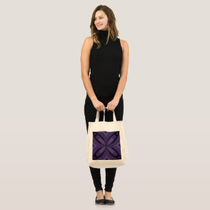 Dark Purple Colored Retro Pattern Tote Bag