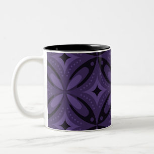 Dark Purple Colored Retro Pattern Two-Tone Coffee Mug