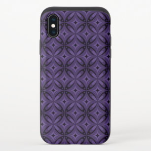 Dark Purple Colored Retro Pattern iPhone X Slider Case