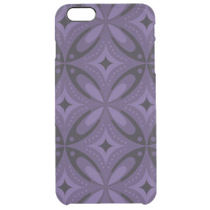 Dark Purple Colored Retro Pattern Clear iPhone 6 Plus Case