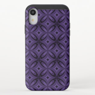Dark Purple Colored Retro Pattern iPhone XR Slider Case