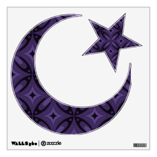 Dark Purple Colored Retro Pattern Wall Decal