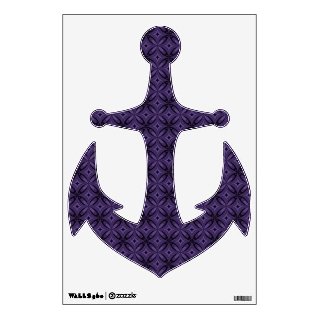 Dark Purple Colored Retro Pattern Wall Decal (Front)
