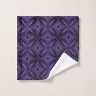 Dark Purple Colored Retro Pattern Wash Cloth