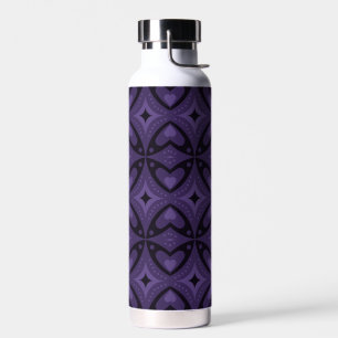 Dark Purple Colored Retro Pattern Water Bottle