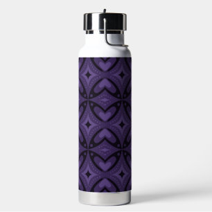 Dark Purple Colored Retro Pattern Water Bottle