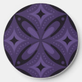 Dark Purple Colored Retro Pattern Wireless Charger (Front)