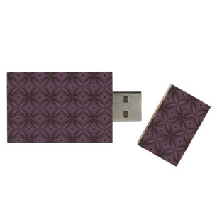Dark Purple Colored Retro Pattern Wood Flash Drive