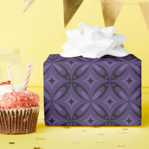 Dark Purple Colored Retro Pattern Wrapping Paper