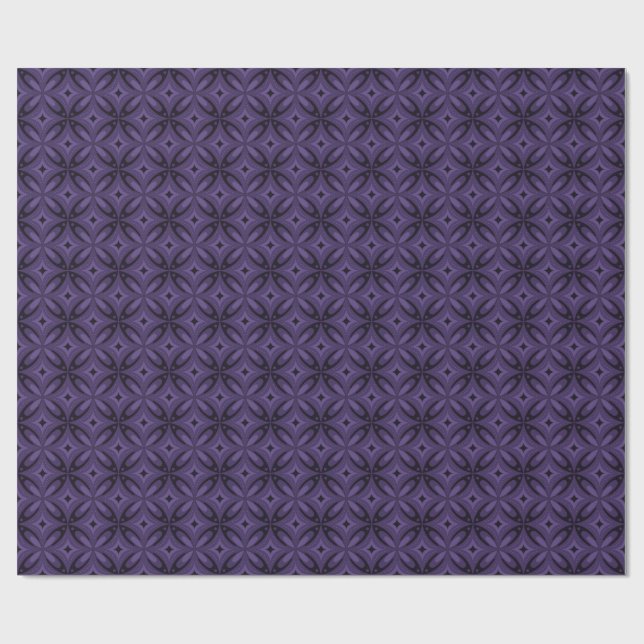 Dark Purple Colored Retro Pattern Wrapping Paper (Flat)