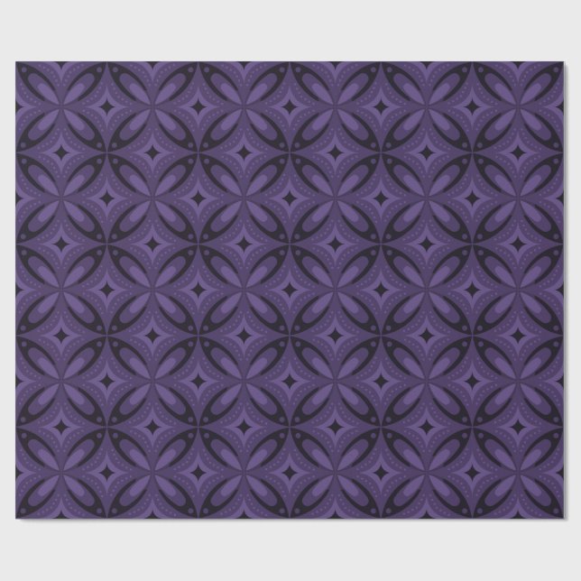 Dark Purple Colored Retro Pattern Wrapping Paper (Flat)