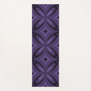 Dark Purple Colored Retro Pattern Yoga Mat