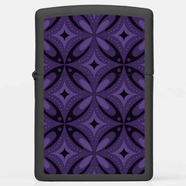 Dark Purple Colored Retro Pattern Zippo Lighter (Front)