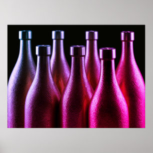 Dark Purple Colored Retro Steel Bottles a Wall Poster