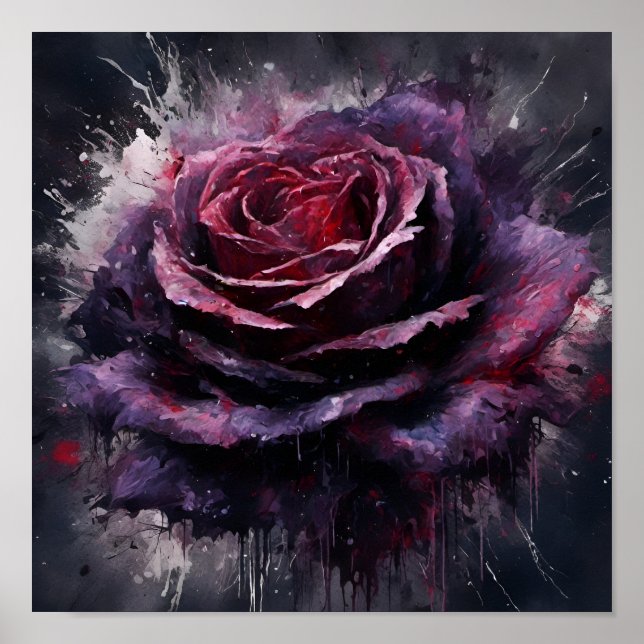 Dark purple colored rose poster (Front)