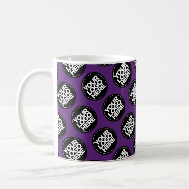 Dark Purple Custom logo business pattern employee Coffee Mug (Left)