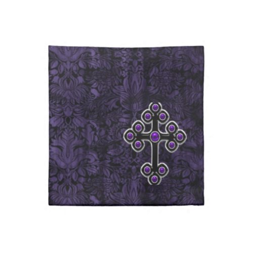 Dark Purple Damask Cross Gothic Wedding Cloth Napkin