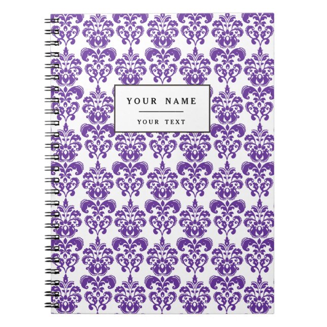 DARK PURPLE DAMASK PATTERN 2 NOTEBOOK (Front)