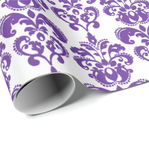 DARK PURPLE DAMASK PATTERN 2 WRAPPING PAPER Zazzle