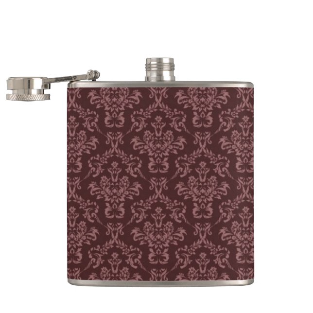 Dark Purple Damask Pattern Flask (Opened)