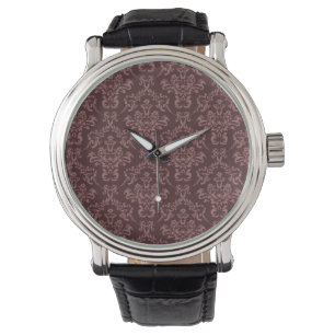 Dark Purple Damask Pattern Watch