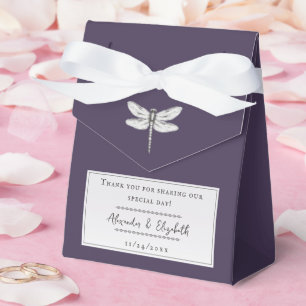 Dark Purple Dragonfly Wedding Favor Boxes