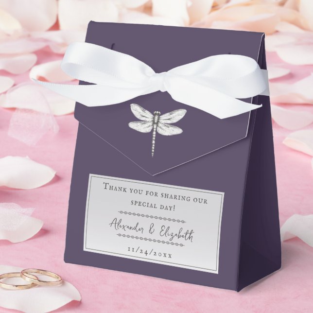 Dark Purple Dragonfly Wedding Favor Boxes (Wedding)