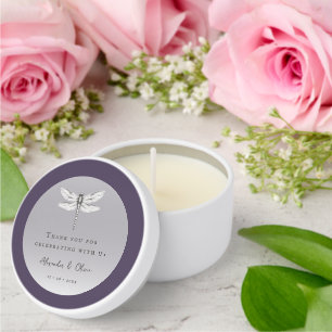 Dark Purple Dragonfly Wedding Mini Candle Favors