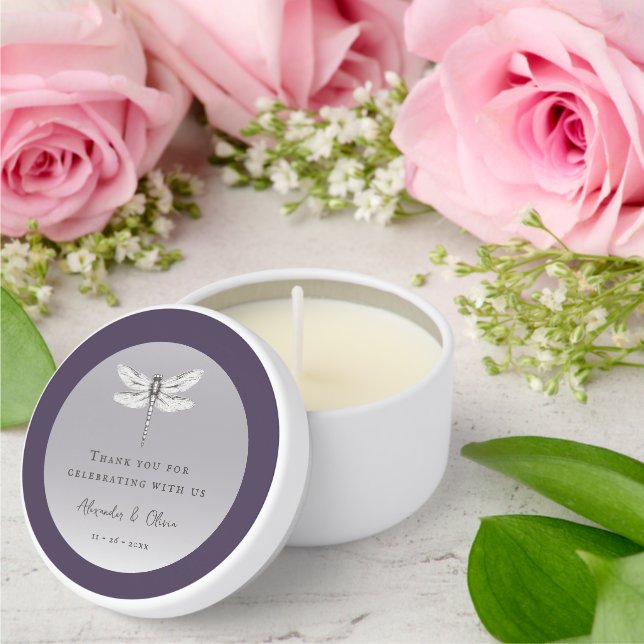 Dark Purple Dragonfly Wedding Mini Candle Favors (Insitu (Wedding))