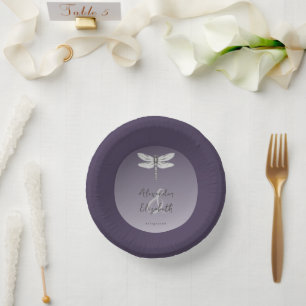 Dark Purple Dragonfly Wedding Paper Bowls